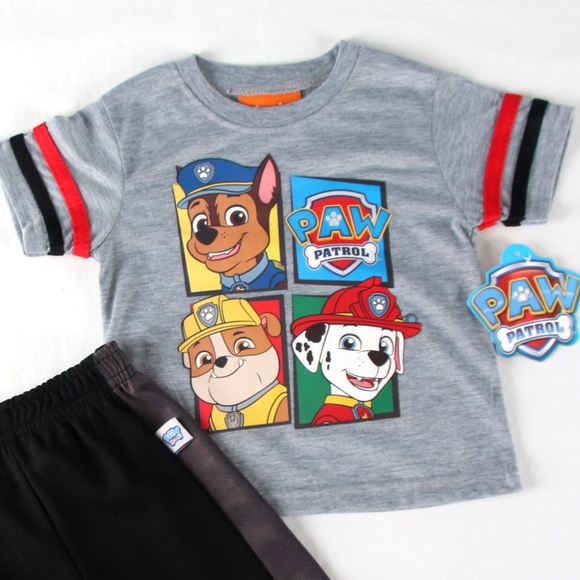 PAW PATROL Grey Short Set Boys size 12 mo NEW - Picture 2 of 3